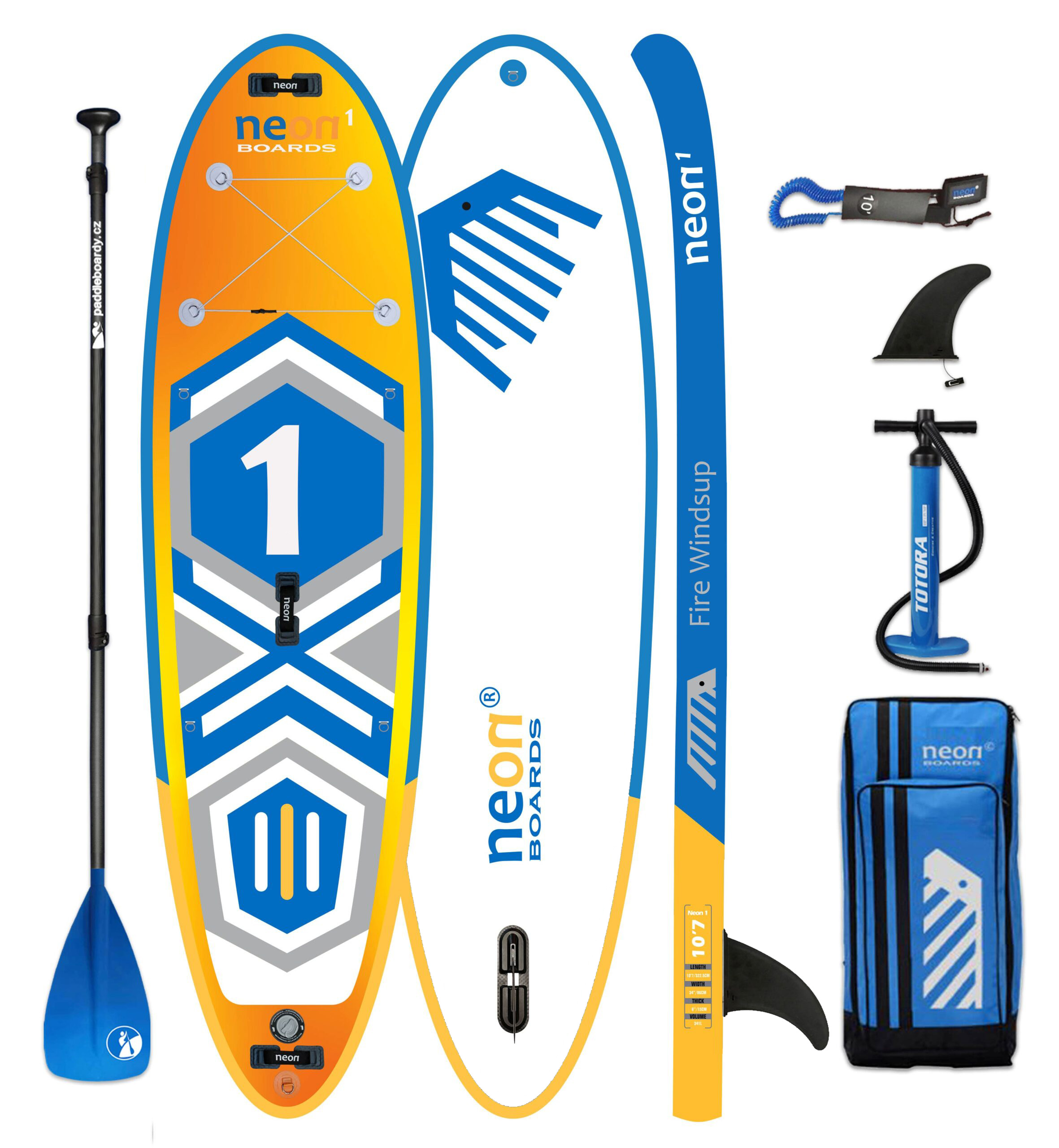Nafukovací paddleboard Neon 1 Fire 10’7″ × 34″ × 6″ - Obrázek 3