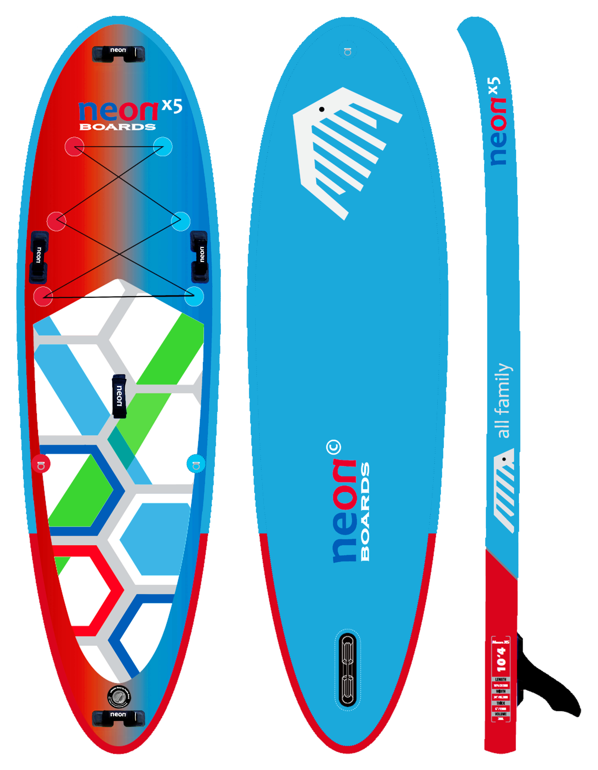 Nafukovací paddleboard Neon X5 All Family 10'4"x34"x5" - Obrázek 4