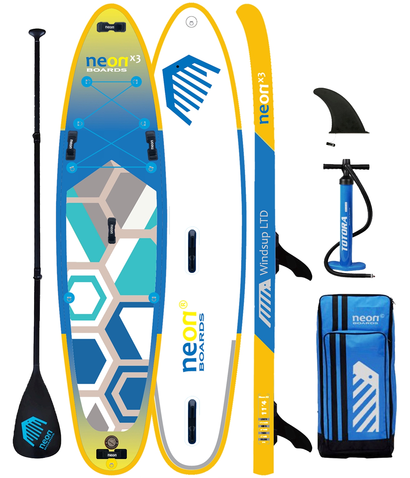 Nafukovací paddleboard Neon X3 Windsup LTD 11’4"x32"x6"