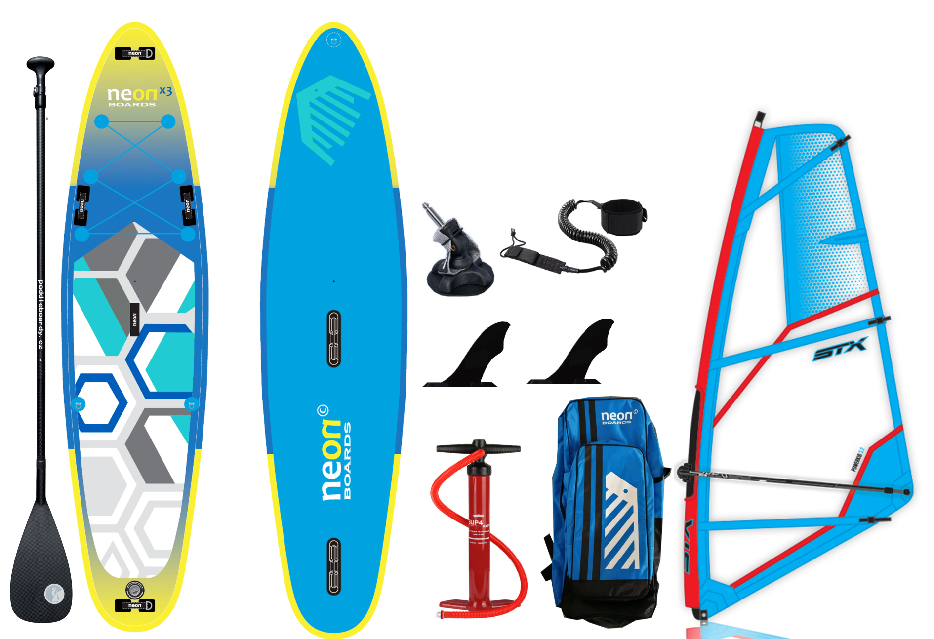 Nafukovací paddleboard Neon x3 Windsup 11'2"x32"x6" + Komplet s plachtou STX Powerkid - Obrázek 5