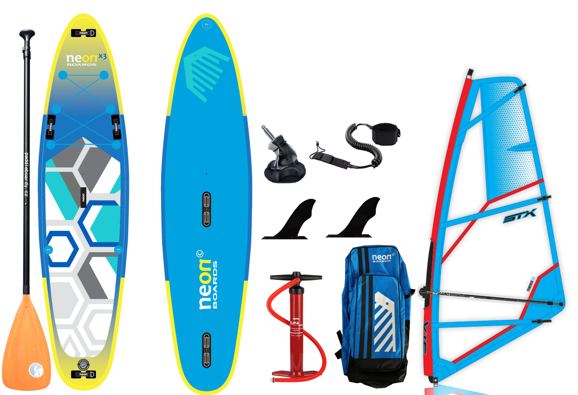 Nafukovací paddleboard Neon x3 Windsup 11'2"x32"x6" + Komplet s plachtou STX Powerkid - Obrázek 6