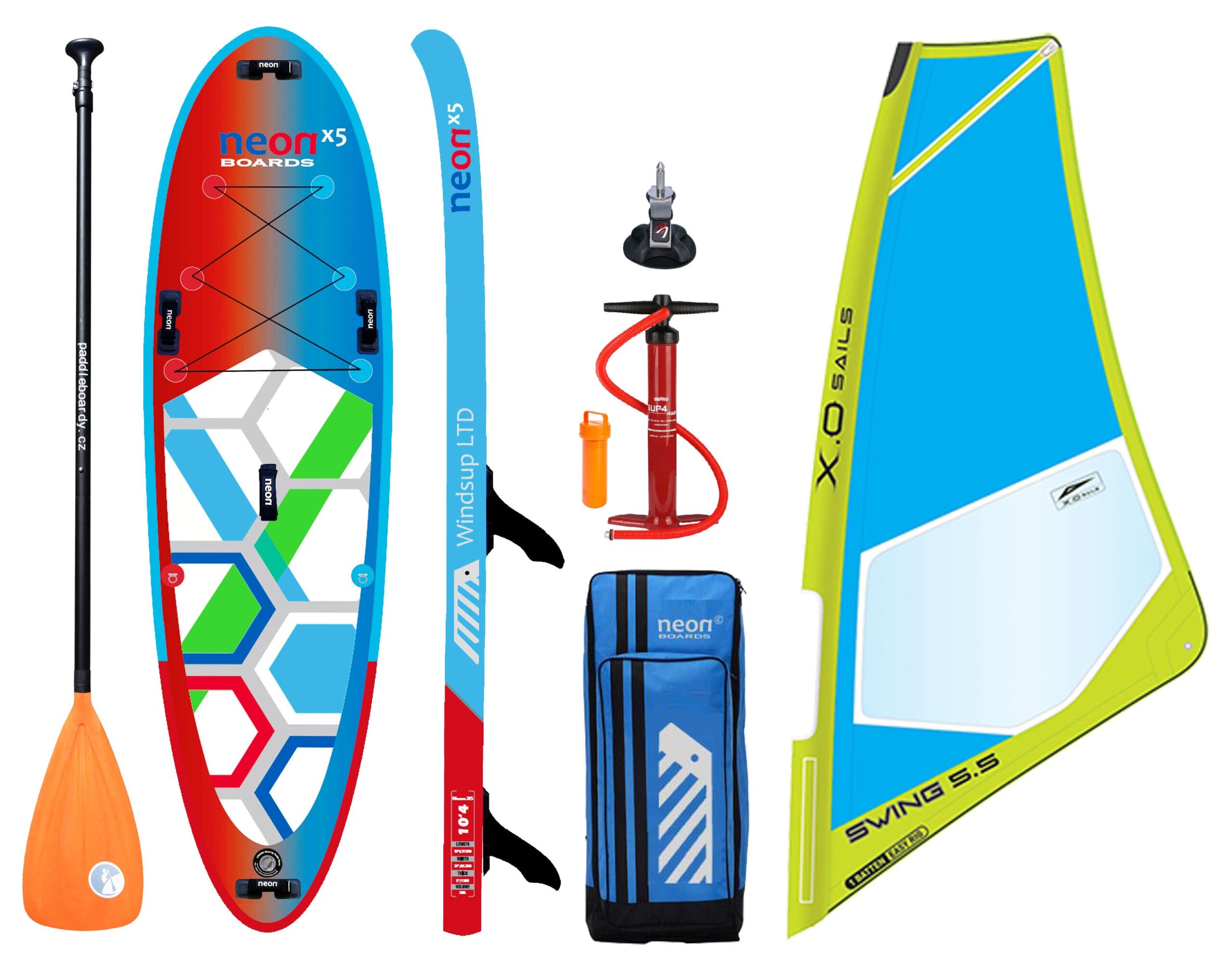 Nafukovací paddleboard Neon X5 Windsup LTD 10’4″x34″x6″ komplet s X.O.Sails Swing 5.5 oplachtěním - 15% sleva - Obrázek 5