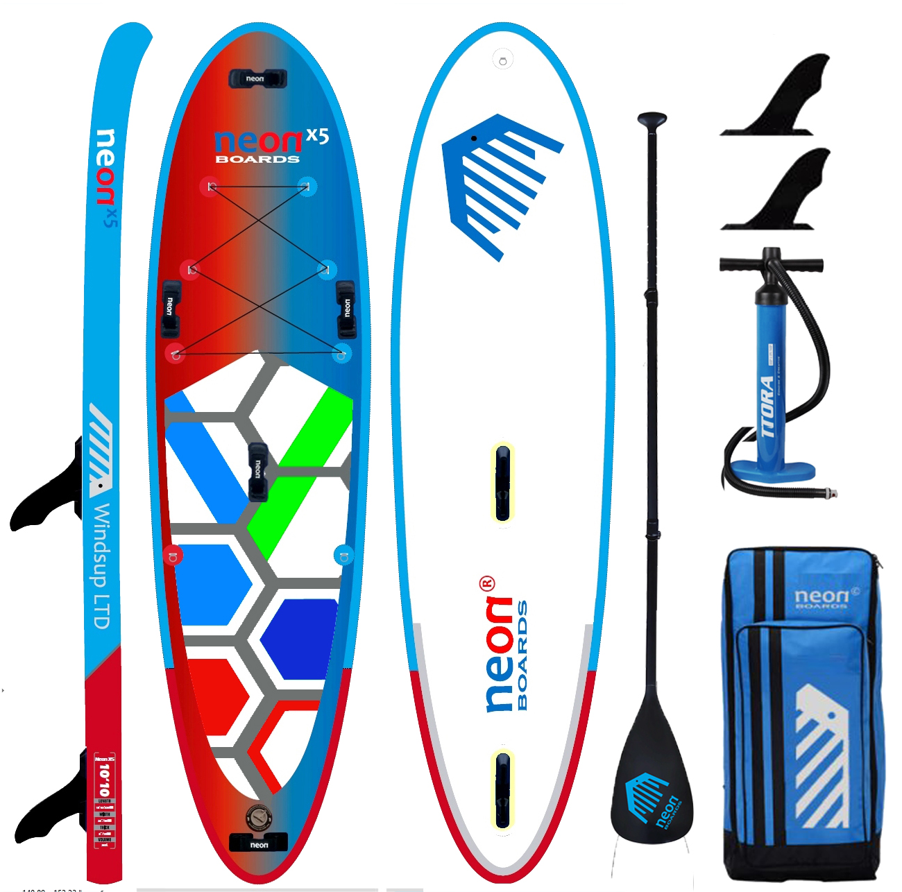 Nafukovací paddleboard Neon X5 Windsup LTD 10’10´´x34´´x6´´ 2021