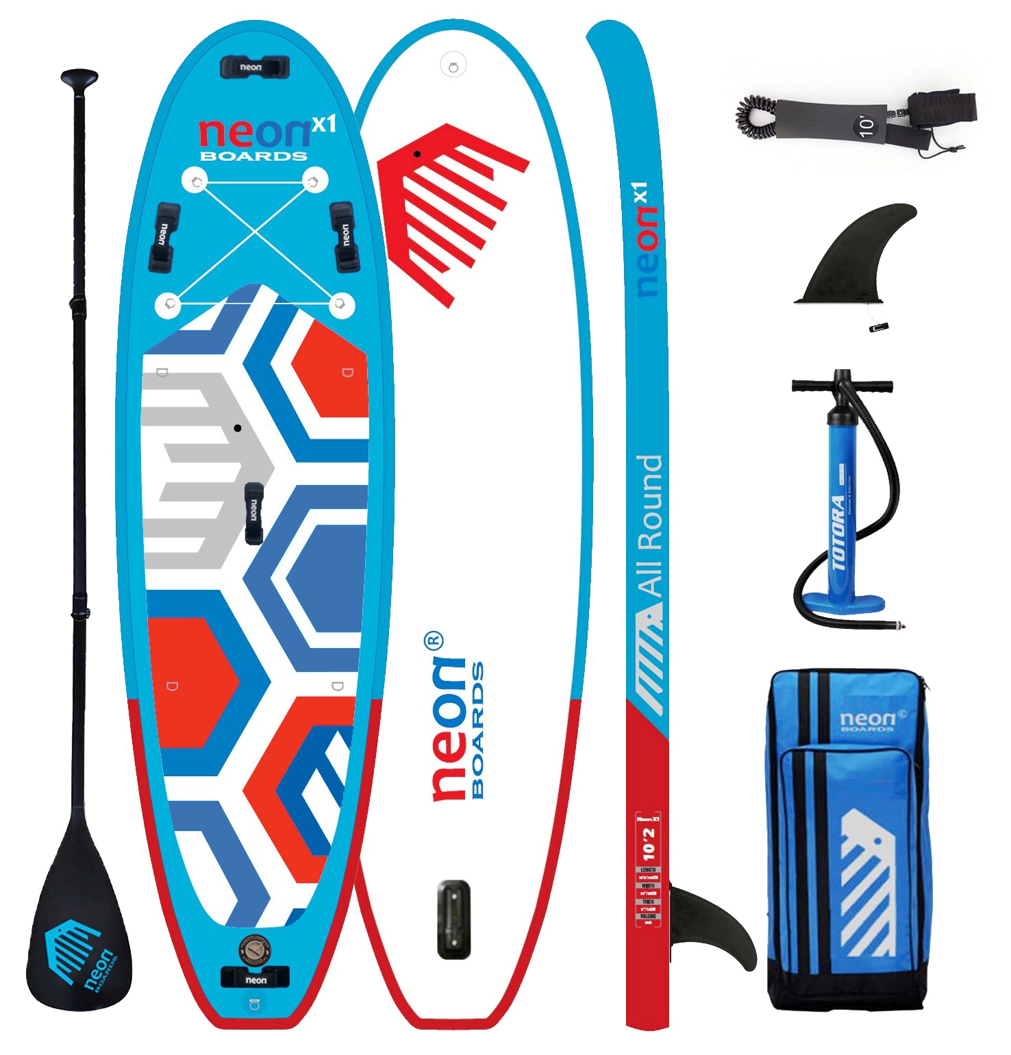 Nafukovací paddleboard Neon X1 blue MSL - All Round 10'2"x34"x6" - komplet s pádlem, leashem
