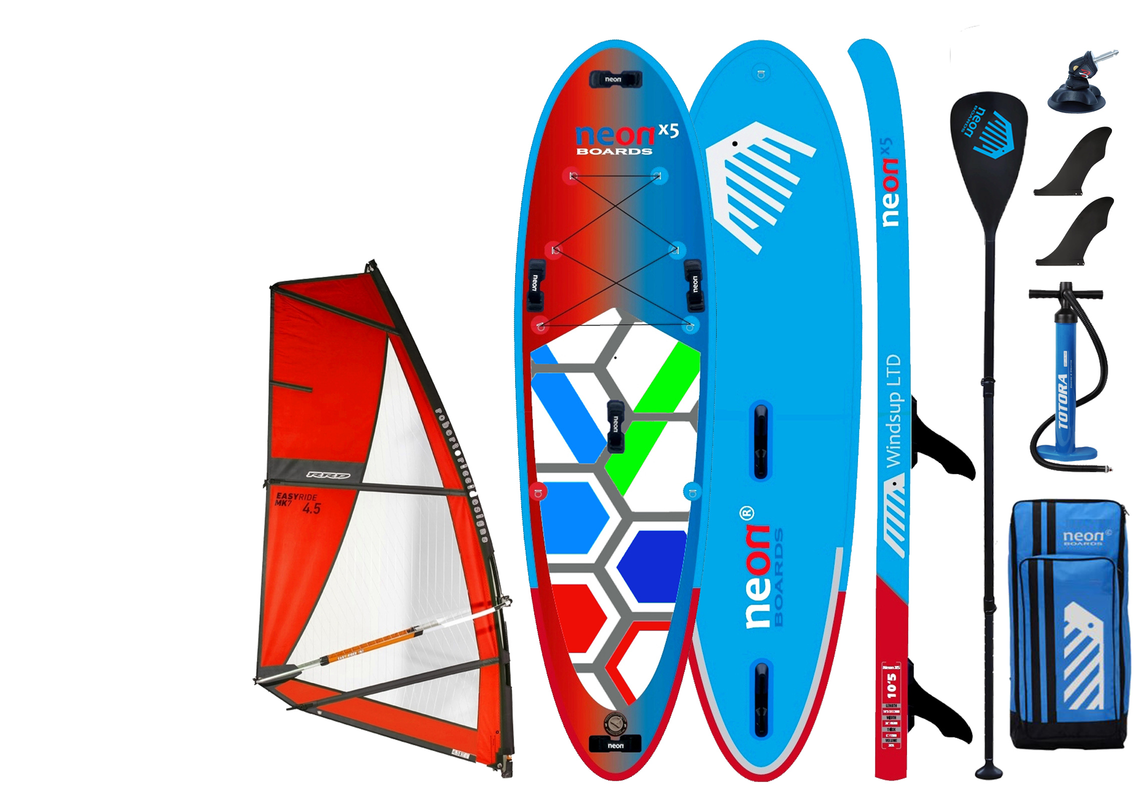 Nafukovací skluzový paddleboard Neon X5 10´5 komplet s plachtou RRD Easyride 3.5-5.0 m2 - Obrázek 6
