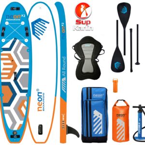 Kombo set nafukovací paddleboard Neon X2 MSL All Round - komplet s kajakovou sedačkou, 4 dílným pádlem a 25 l dry bagem