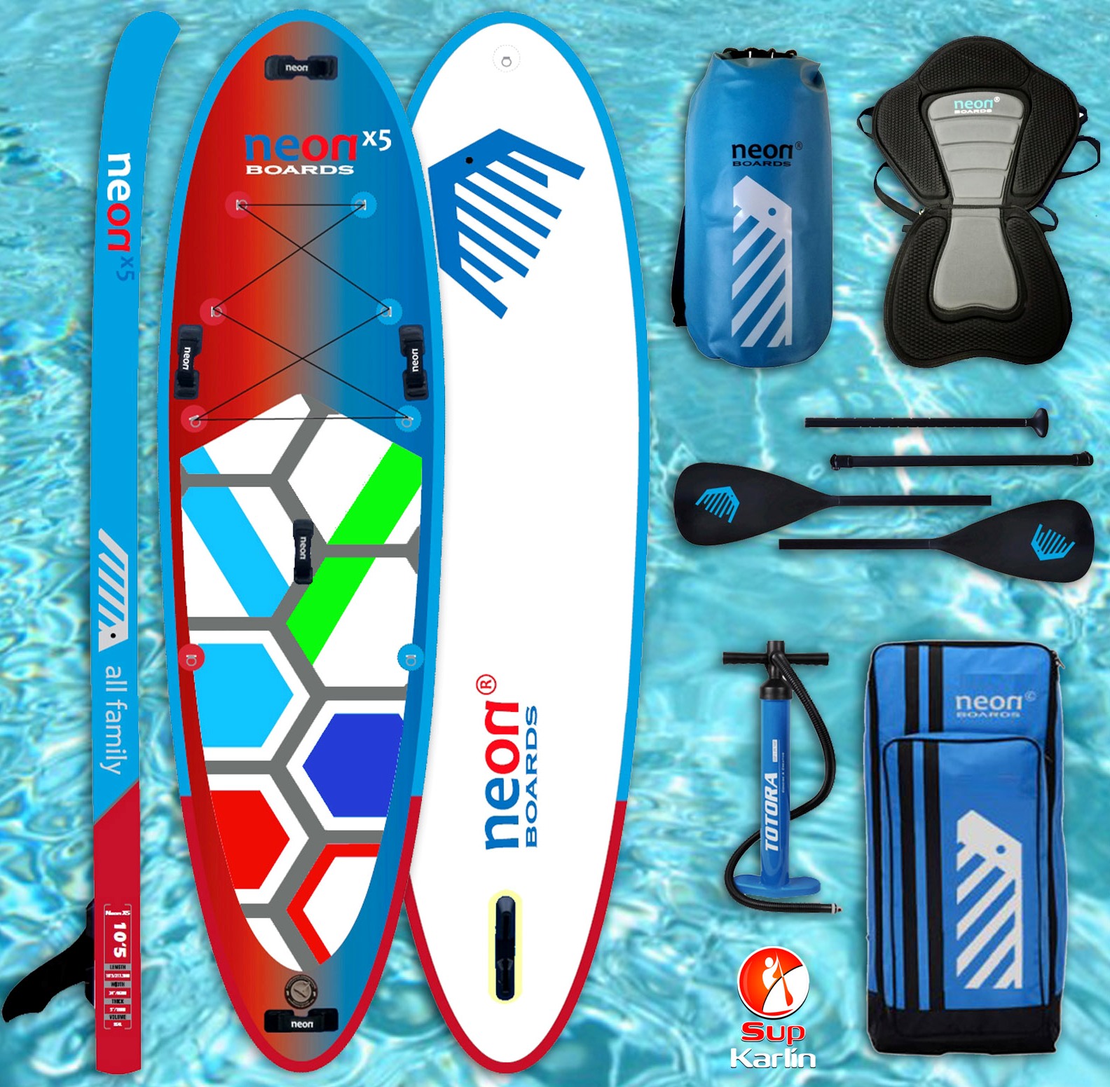 Combo pack - Nafukovací paddleboard Neon X5 - 10'5''x34''x5" - Obrázek 2