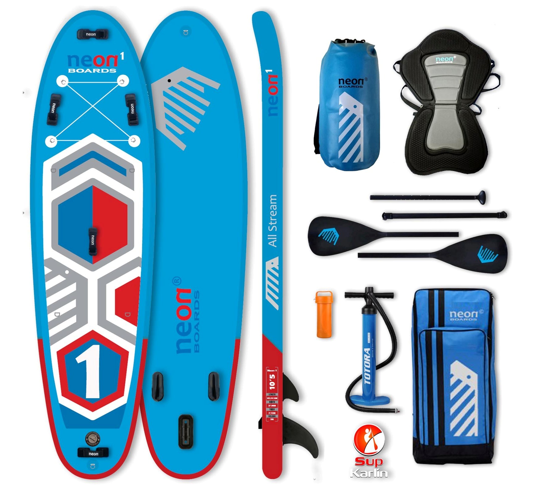 Combo pack - Nafukovací paddleboard Neon 1 - 10'5''x33''x6"