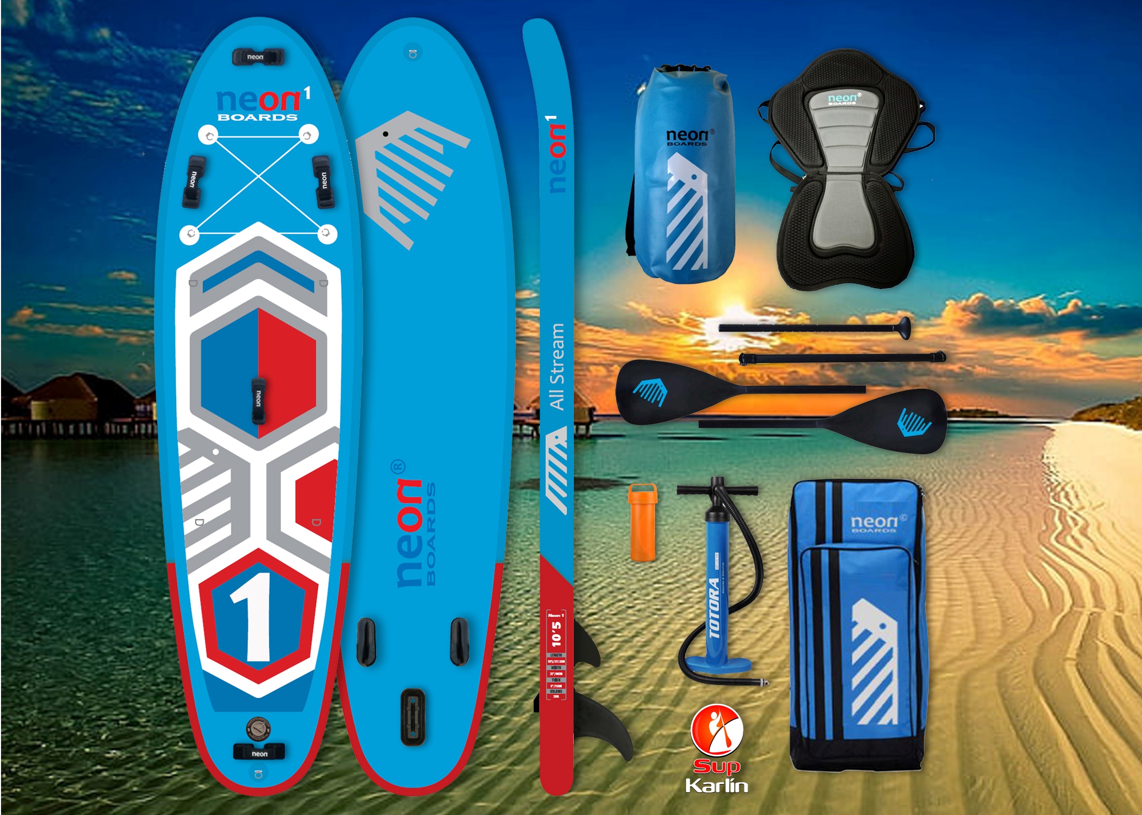 Combo pack - Nafukovací paddleboard Neon 1 - 10'5''x33''x6" - Obrázek 2