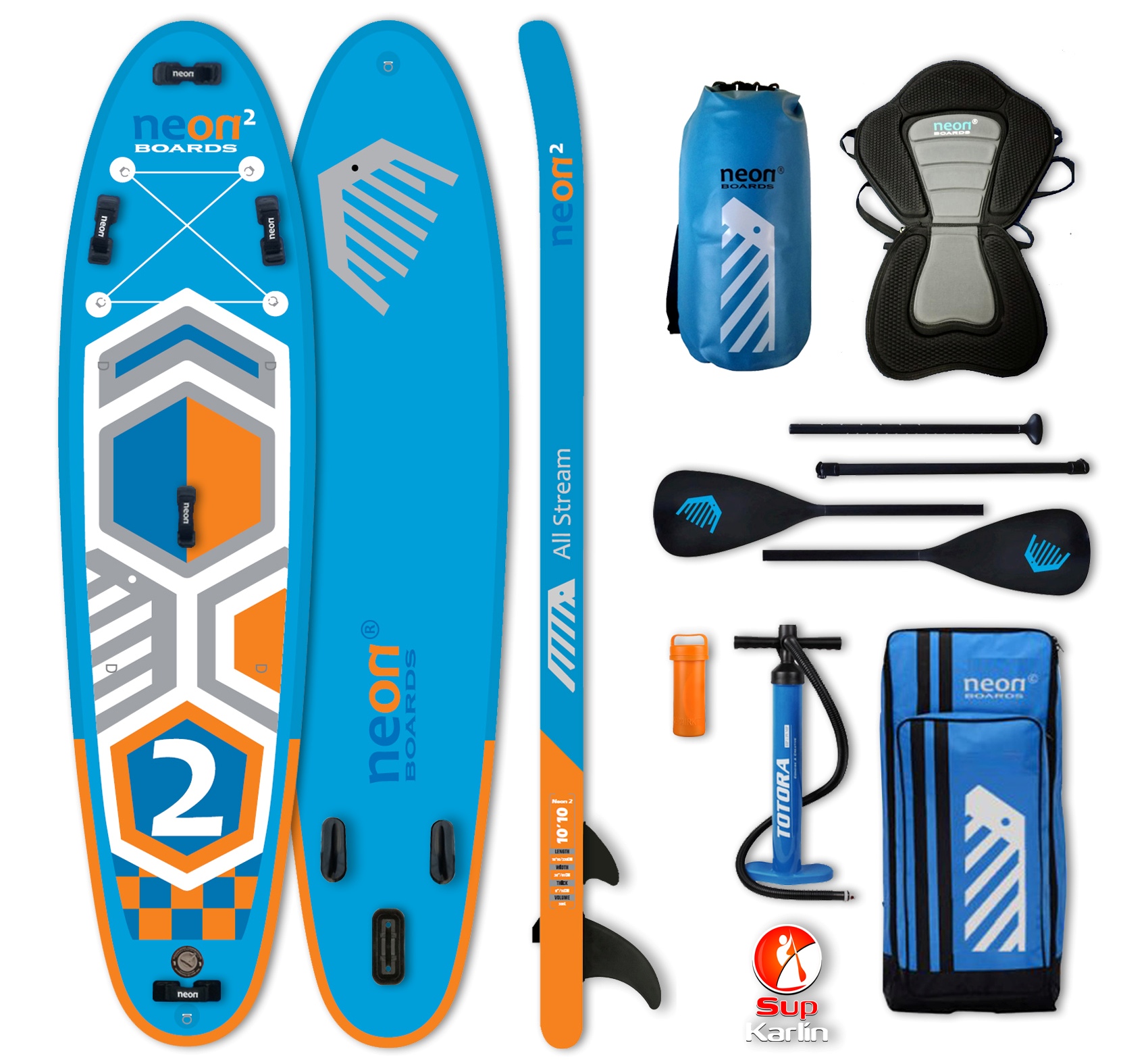 Combo pack - Nafukovací paddleboard Neon 2 - 10'10''x32''x6"