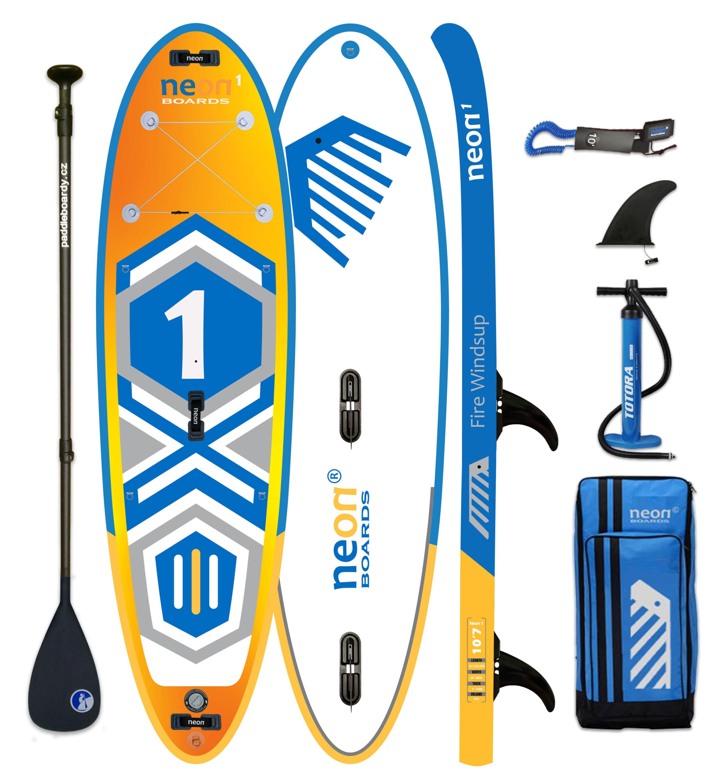 Nafukovací paddleboard Neon 1 Fire Windsup - 10'7''x34''x6" - Obrázek 4