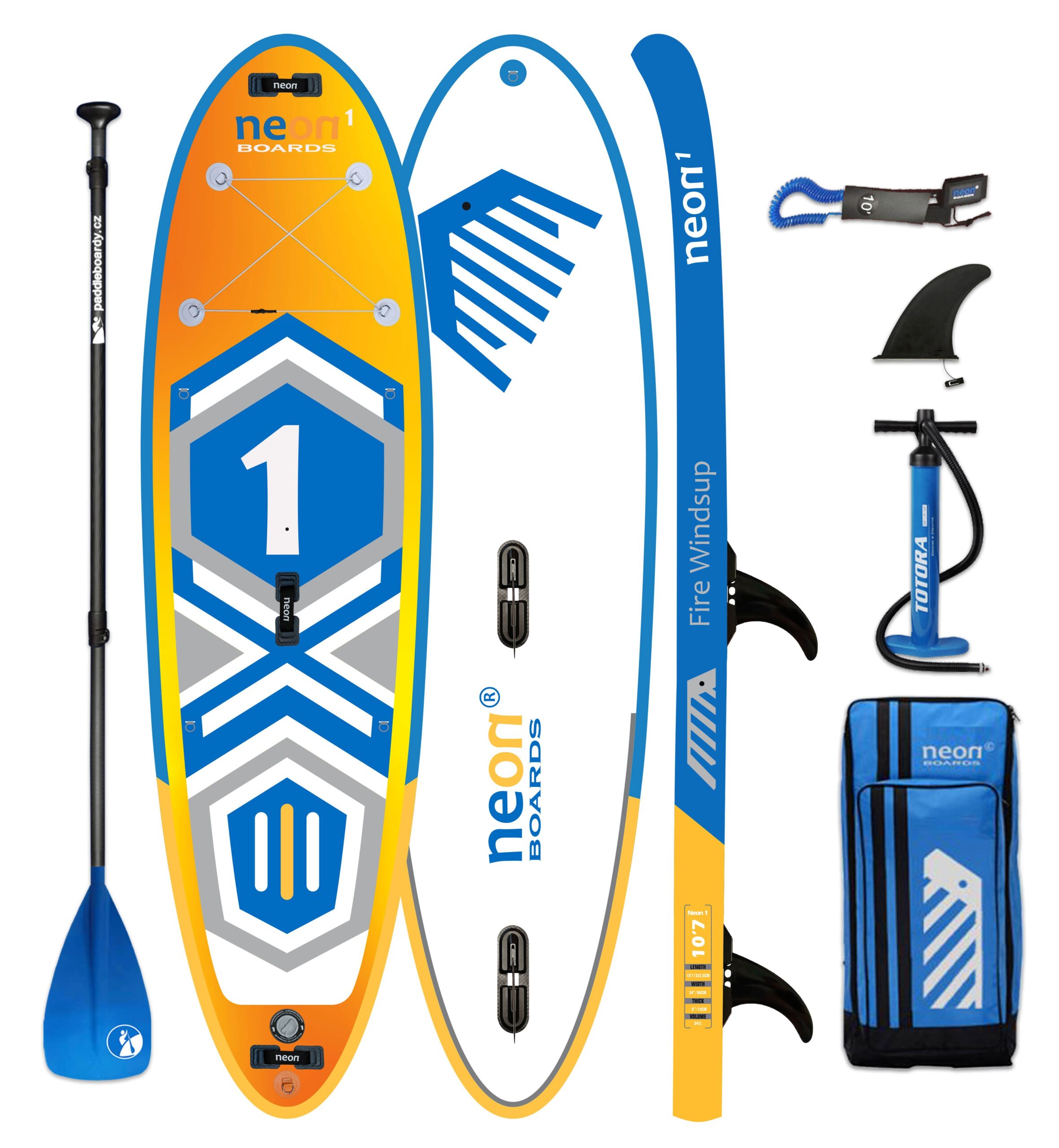 Nafukovací paddleboard Neon 1 Fire Windsup - 10'7''x34''x6" - Obrázek 2
