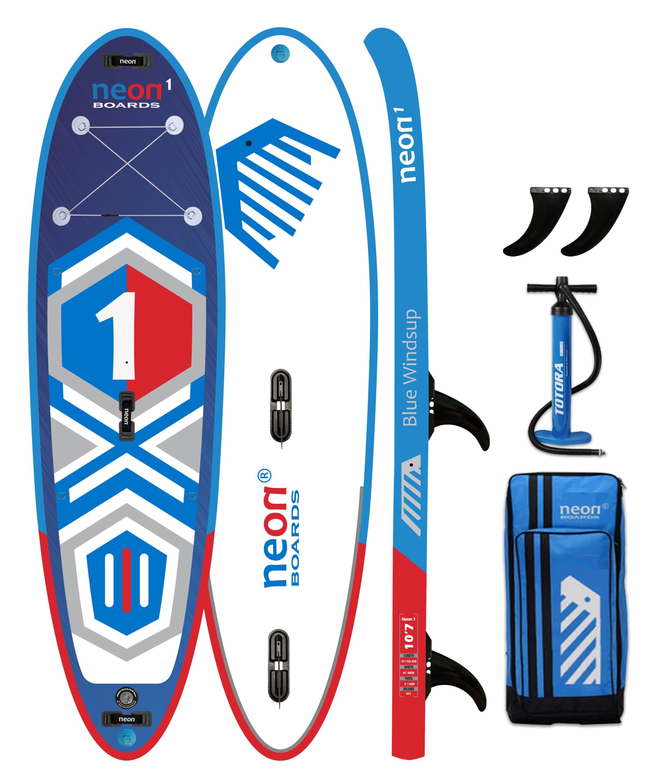 Nafukovací paddleboard Neon 1 Blue Windsup 10'7" + Komplet s plachtou 5.5 m2 X.O. Sails Commando - Obrázek 4