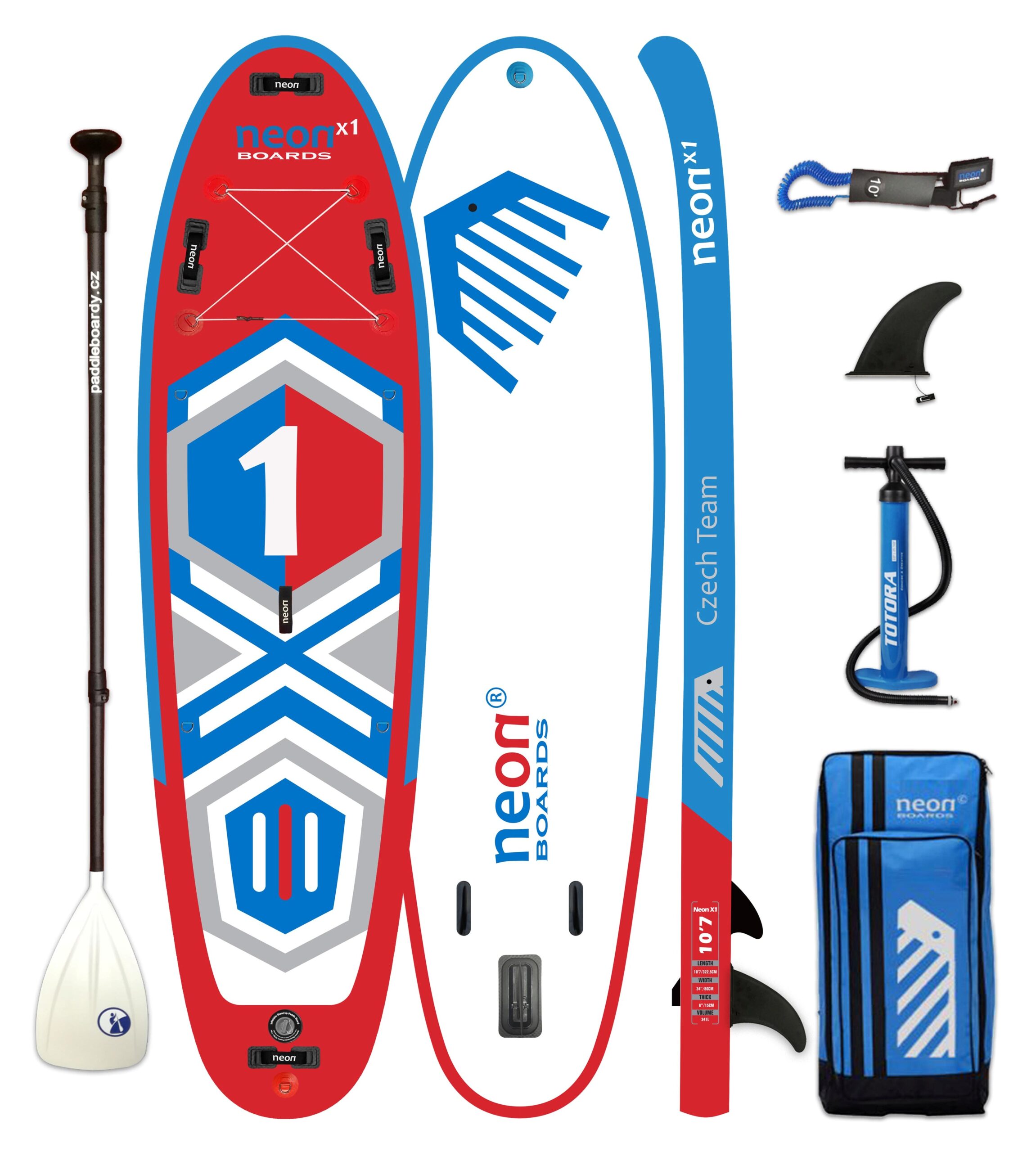 Nafukovací paddleboard Neon X1 Czech Team - 10'7"x34"x6" - Obrázek 3