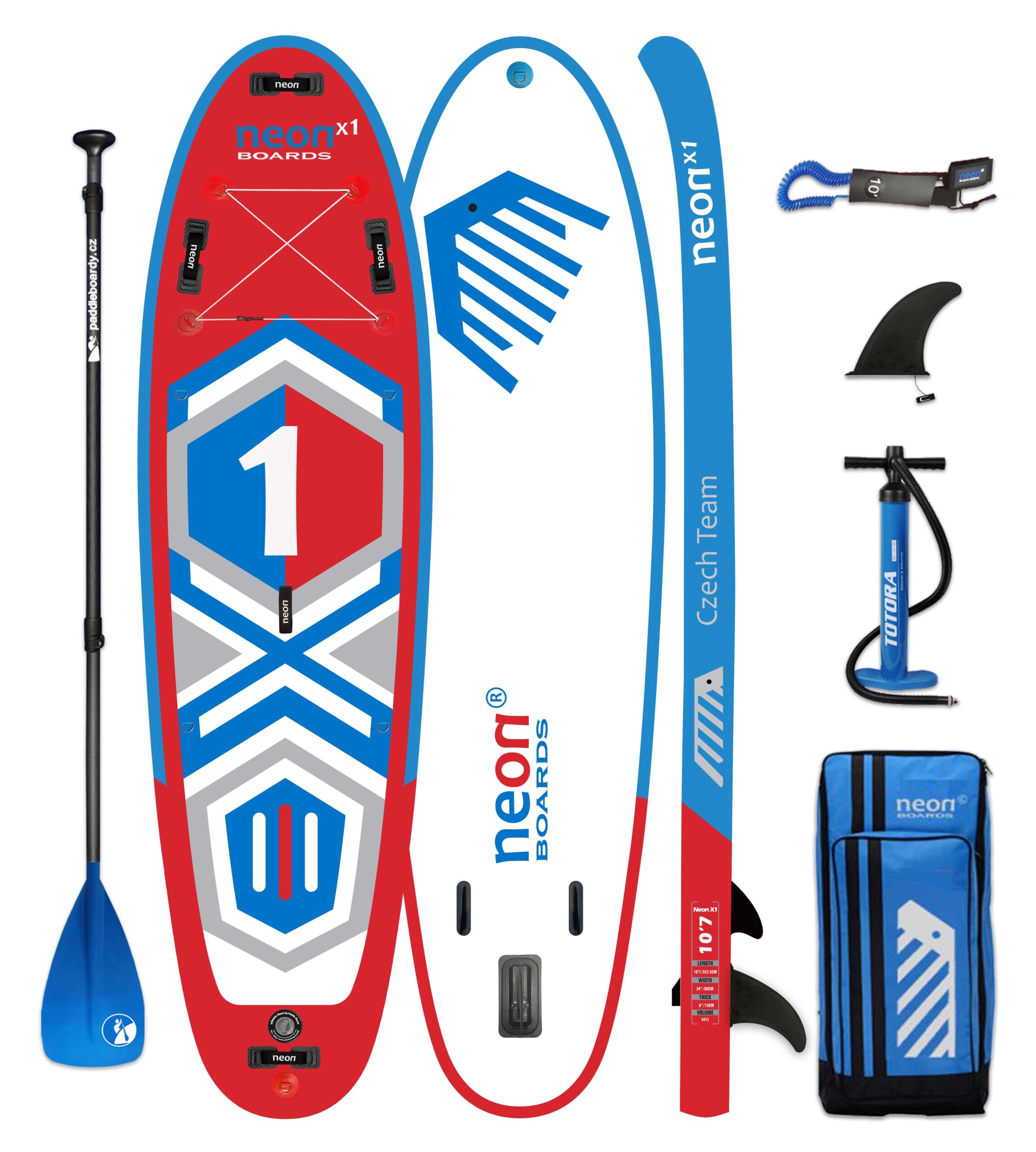 Nafukovací paddleboard Neon X1 Czech Team - 10'7"x34"x6" - Obrázek 2