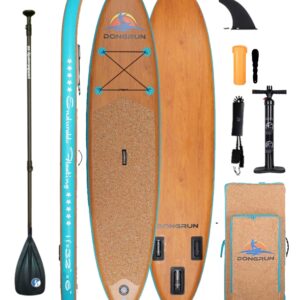 Nafukovací paddleboard Dongrun All-Round SUP 11'x32"x6" s dřevěným designem