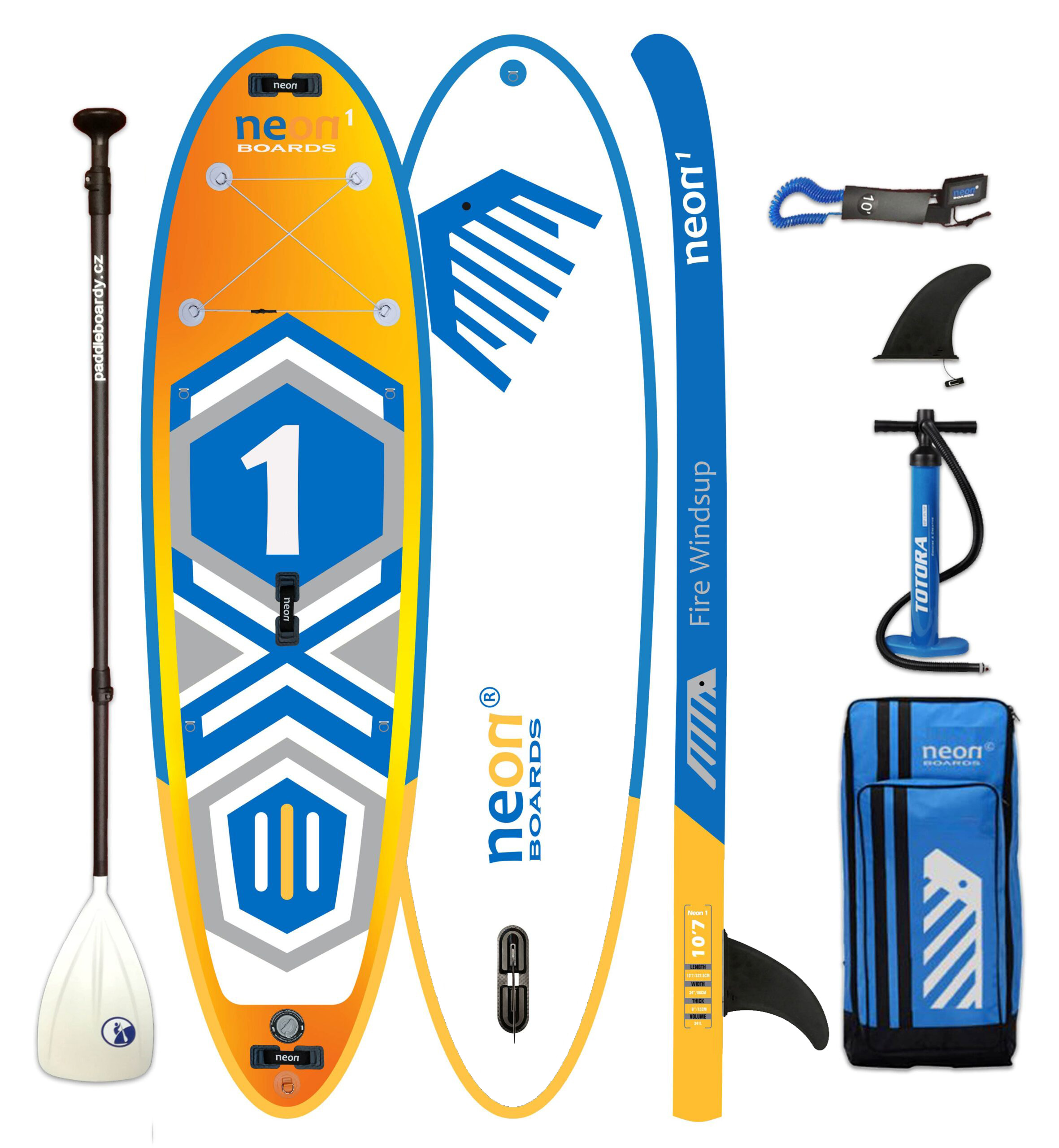 Nafukovací paddleboard Neon 1 Fire 10’7″ × 34″ × 6″ - Obrázek 2