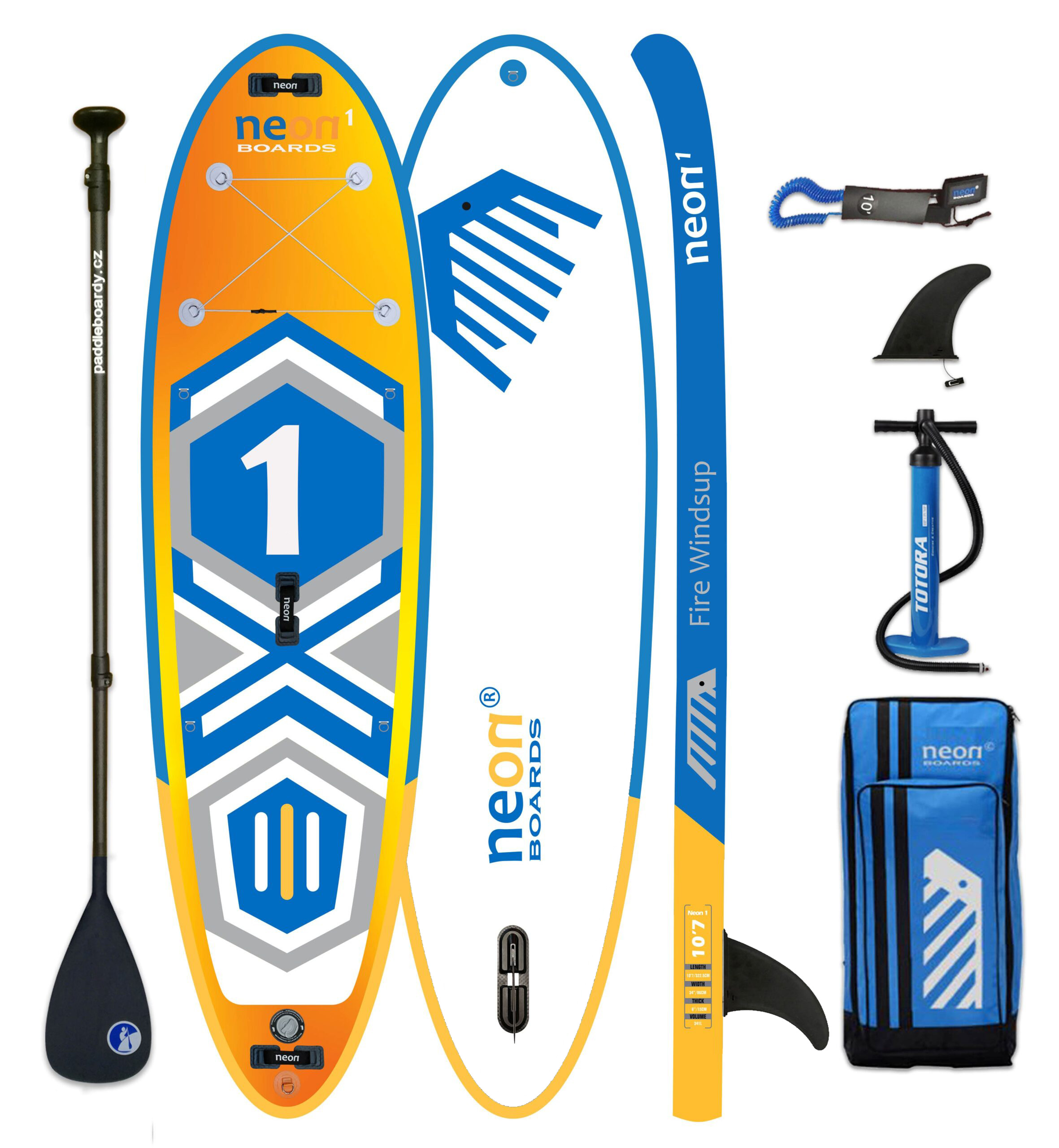 Nafukovací paddleboard Neon 1 Fire 10’7″ × 34″ × 6″ - Obrázek 4